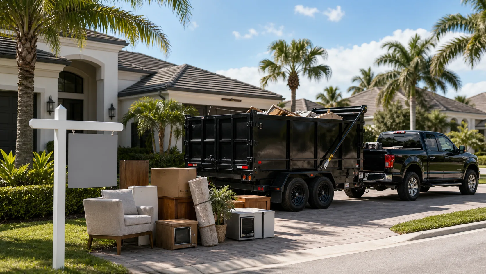 Florida property cleanout with dump trailer by Junk Savior